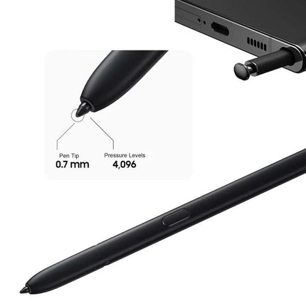 High Sensitivity Stylus Pen for Samsung Galaxy S22 and S23 Ultra – black pen with 0.7mm tip, 4,096 pressure levels and single-click activation