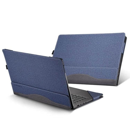 PU Leather Protective Case for 16-Inch Laptops in navy blue shown protecting laptop during commute and office use