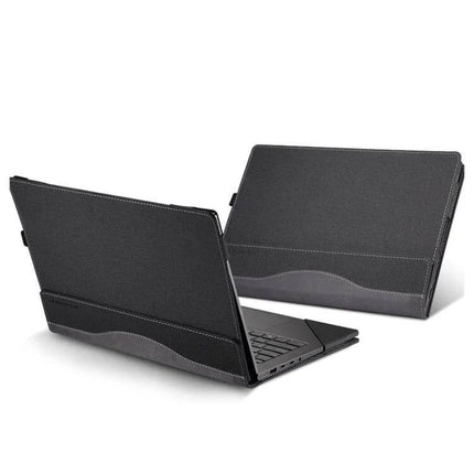 PU Leather Protective Case for 16-Inch Laptops showing black textured sleeve protecting laptop during commuting and office use