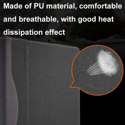 PU Leather Shockproof Protective Case for HP 14-Inch Laptops showing breathable PU material and heat-dissipation stitching detail