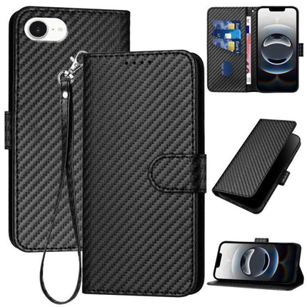 Essential Lanyard Phone Case for Everyday Hands Free Carry - black carbon fiber wallet case with wrist lanyard and card slots