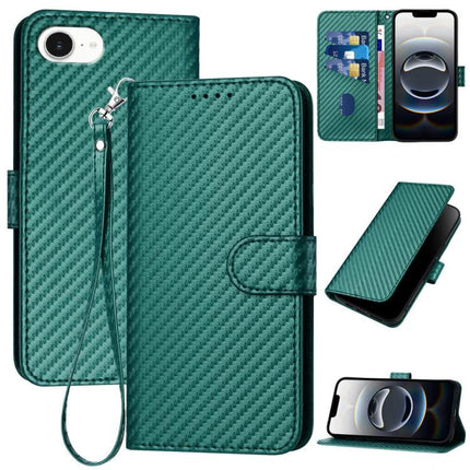 Essential Lanyard Phone Case for Everyday Hands Free Carry - green textured wallet case with wrist lanyard, card slots, and protective folio