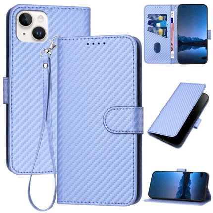 iPhone Case With Lanyard for Everyday On-The-Go Protection - light blue wallet case with lanyard, card slots, and kickstand