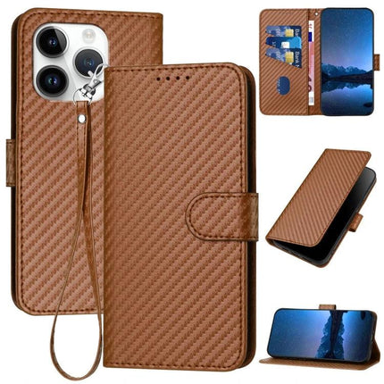 Leather Phone Case With Lanyard for Everyday Protection - brown PU leather wallet case with wrist lanyard, card slots, TPU inner shell, hands-free stand