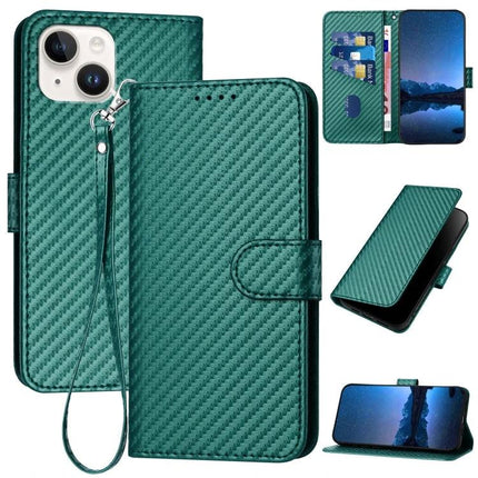 Leather Phone Case With Lanyard For Daily Activities - green PU leather wallet case with card slots, built-in stand and detachable wrist lanyard