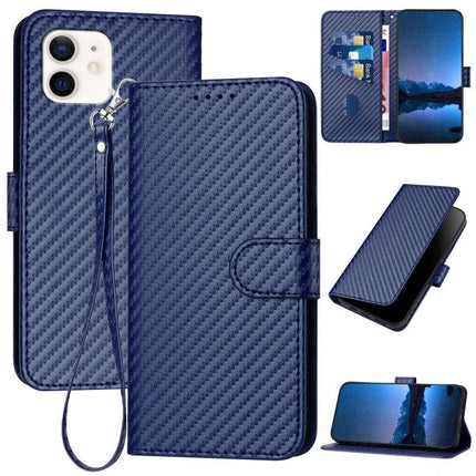 Leather Phone Case With Lanyard For Everyday Carry slim blue PU leather wallet case with wrist strap and card slots
