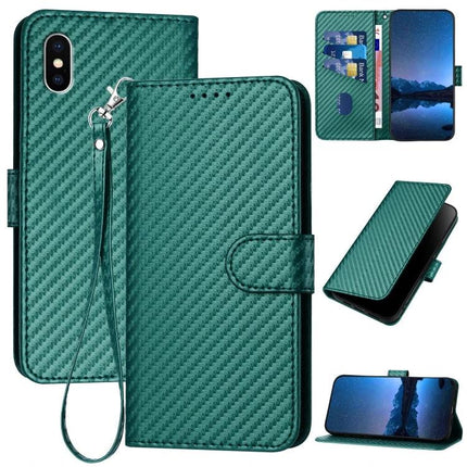 Essential Leather Phone Case With Lanyard For Everyday Carry On The Move Each Day - green PU leather wallet case with wrist strap, card slots, stand