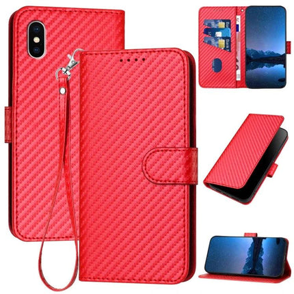 Phone Case With Lanyard For Everyday Carry – red PU leather wallet phone case with built-in lanyard, card slots, and kickstand for hands-free use