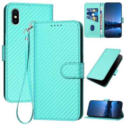 Phone Case With Lanyard For Everyday Carry - teal PU leather wallet case with built-in lanyard, card slots, and kickstand