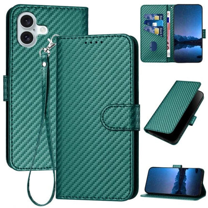 Leather Phone Case With Lanyard For Everyday Use - green PU leather wallet case with wrist strap, card slots, stand and TPU interior protection