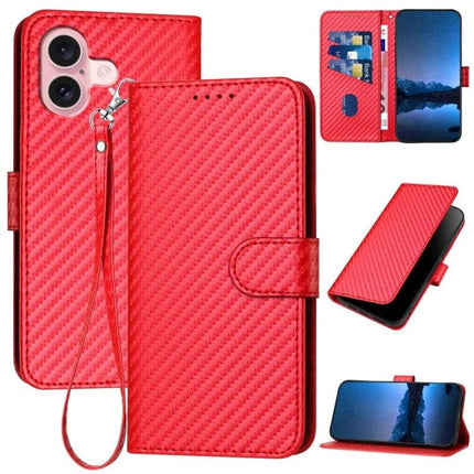 Leather Phone Case With Lanyard For Everyday Use - red PU leather wallet case with wrist lanyard, card slots and foldable stand