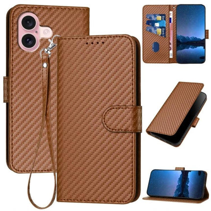 Leather Phone Case With Lanyard For Everyday Use - brown PU leather wallet case with wrist lanyard, card slots and foldable stand