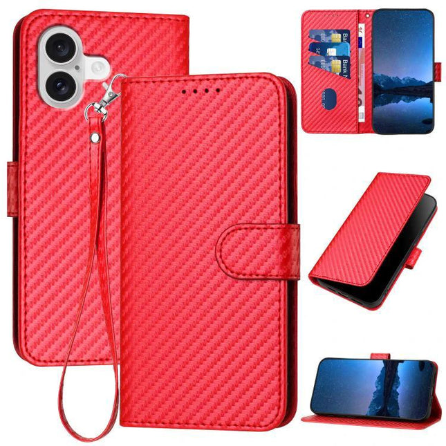 Leather Phone Case With Lanyard For Daily Use And Travel Easy Access On The Go Everyday - red PU leather wallet case with lanyard, card slots and kickstand