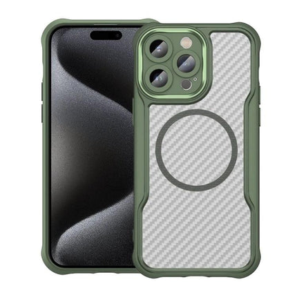 Phone Case For Everyday iPhone Protection – green TPU core with PC shell, textured grip, scratch-resistant, MagSafe-compatible design