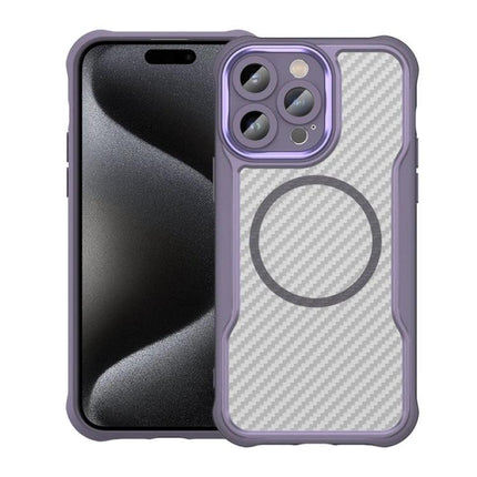 Phone Case For Everyday iPhone Protection in purple with textured grip, scratch-resistant TPU core and PC shell, MagSafe-ready circle