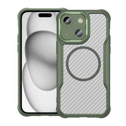 Phone Case For Everyday iPhone Protection - green textured TPU+PC rugged case with MagSafe ring, scratch-resistant grip