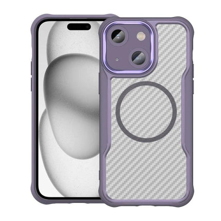 Phone Case For Everyday iPhone Protection - purple textured TPU+PC hybrid case with anti-scratch back and secure grip, magsafe-compatible circle