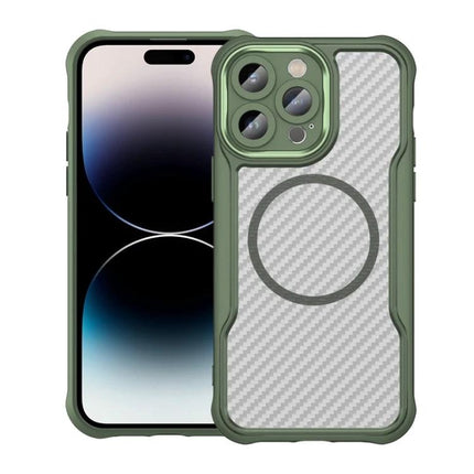 Translucent Iphone Case For Everyday Protection During Daily Commutes And Outings - slim translucent TPU+PC iPhone case with MagSafe ring, green bumper, full port access