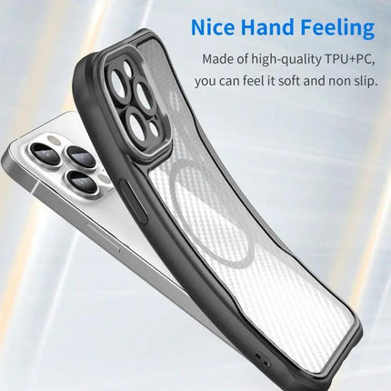 Carbon Fiber Textured MagSafe Translucent Case For IPhone 11 Pro