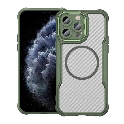 Carbon Fiber Textured MagSafe Translucent Case For IPhone 11 Pro