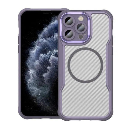Carbon Fiber Textured MagSafe Translucent Case For IPhone 11 Pro
