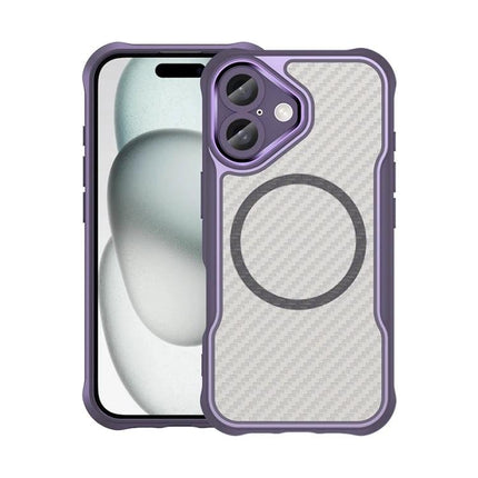 Phone Case For Everyday iPhone Protection - purple textured TPU core and PC shell with MagSafe ring, scratch-resistant grip