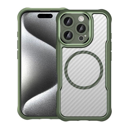 Phone Case For Everyday iPhone Protection - green rugged TPU core with PC shell, textured grip, camera protection and MagSafe ring compatible