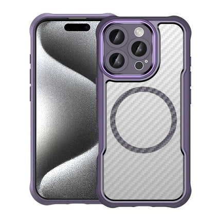 Phone Case For Everyday iPhone Protection - purple TPU/PC rugged case with textured grip, camera protection and MagSafe ring compatible