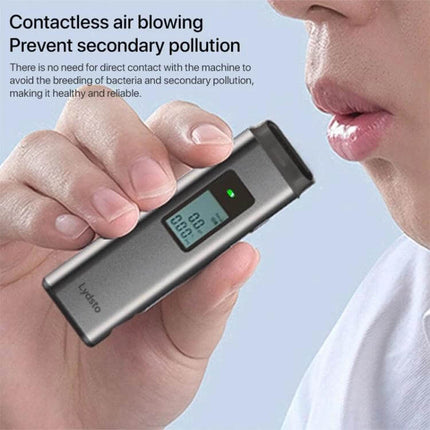 Xiaomi Youpin Lydsto T1 Portable Alcohol Tester for Daily Use showing contactless breath test with aluminum alloy body and clear digital display