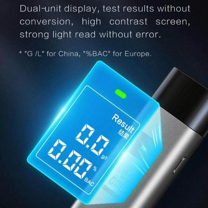 Xiaomi Youpin Lydsto T1 Portable Alcohol Tester for Daily Use showing high-contrast dual-unit digital display with clear BAC results