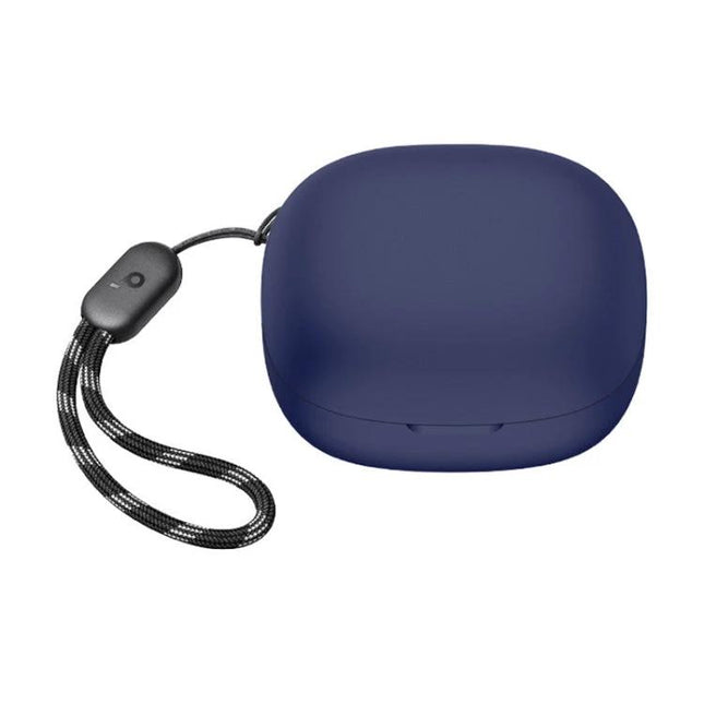 Anker Silicone Case for Everyday Earphone Protection in navy blue with wrist strap, soft washable silicone shell protecting wireless earphones