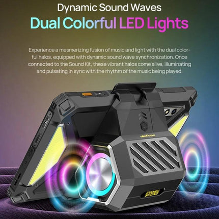 Tablet Speaker Stand With Foldable Holder And LED Accent Light with dual colorful LED lights and speaker