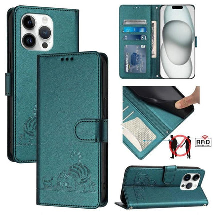 Leather Phone Case With Card Slots For Everyday Use Wallet Style Protection And Convenience teal folio wallet case with card slots, cash pocket, RFID block, kickstand, for iPhone