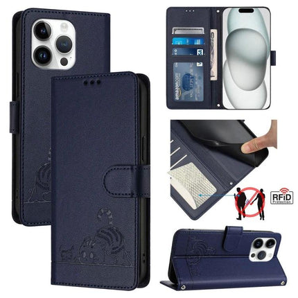Leather Phone Case With Card Slots For Everyday Use Wallet Style Protection And Convenience - navy folio with card slots, cash pocket, RFID, stand