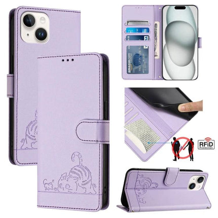 Practical Phone Case With Built In Card Slots For Everyday Outings And Quick Cash - lavender TPU PU leather wallet case with card slots and RFID protection
