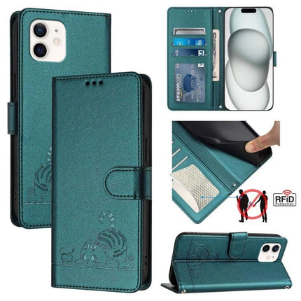 Leather Phone Case With Card Slot For Daily Protection - teal PU leather wallet case with TPU core, card slots, RFID protection, kickstand