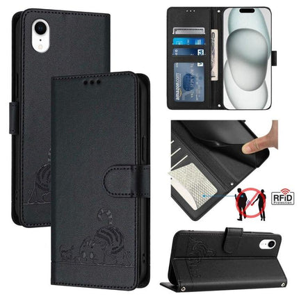 Leather Phone Case With Card Slot For Everyday Carry black RFID wallet folio with kickstand and card slots