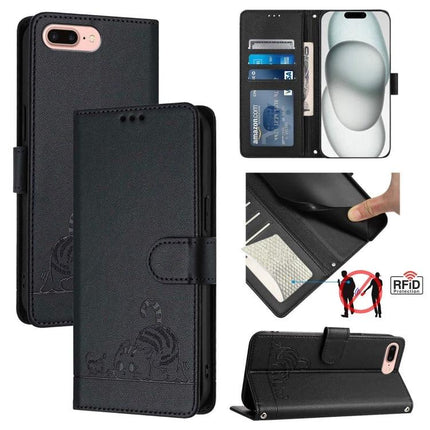 Leather Phone Case With Card Slot For Everyday Carry - black folio wallet with RFID protection, kickstand, card slots and magnetic closure