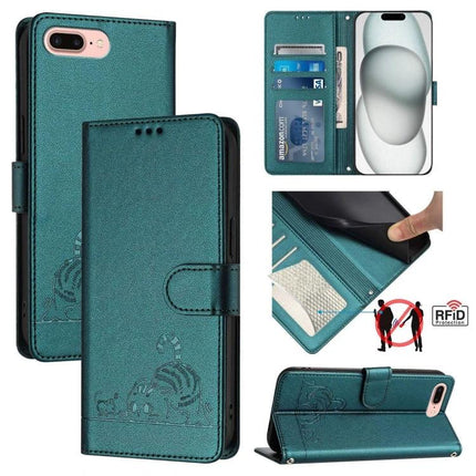 Leather Phone Case With Card Slot For Everyday Carry in teal with RFID protection, built-in kickstand and multiple card slots