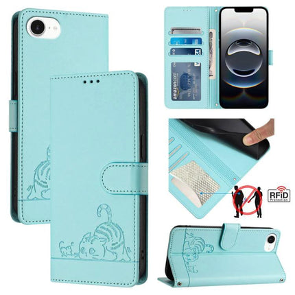 Leather Phone Case With Card Slots For Everyday Use in mint blue wallet-style with RFID protection, card slots, and four-corner TPU drop protection