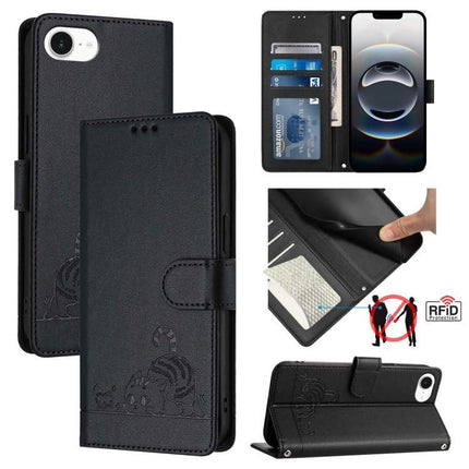 Leather Phone Case With Card Slots For Everyday Use - black folio wallet phone case with RFID blocking, card slots, TPU corners and kickstand