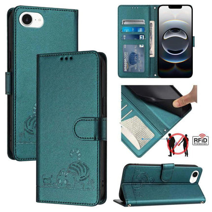 Leather Phone Case With Card Slots For Everyday Use - teal leather wallet case with RFID blocking, card slots, TPU corners, kickstand for commuters and parents