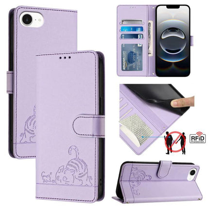Leather Phone Case With Card Slots For Everyday Use - lavender RFID-blocking wallet case with 3 card slots, TPU corners and kickstand for commuters and parents