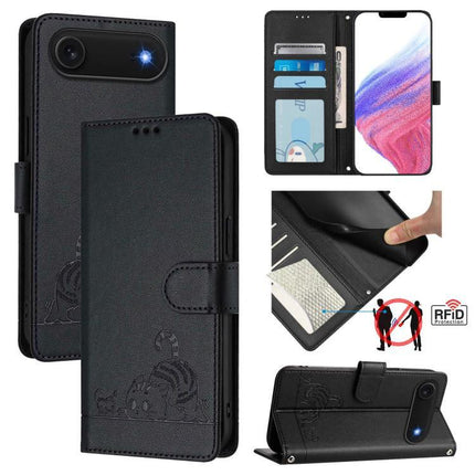 Leather Phone Case With Card Holder For Everyday Protection And Easy Card Access - black PU leather wallet case with card slots, RFID protection, stand and TPU core