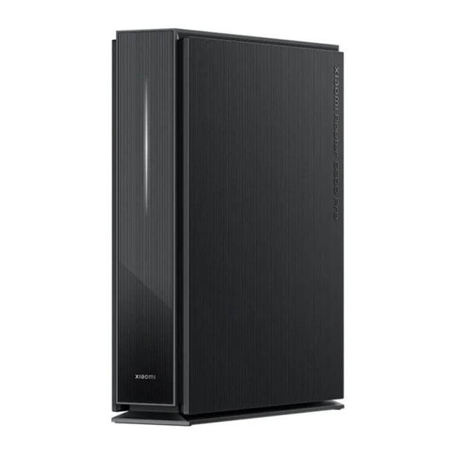 Xiaomi BE6500 Pro WiFi 7 Router for Reliable Home Connectivity, US Plug black vertical standing router with textured finish