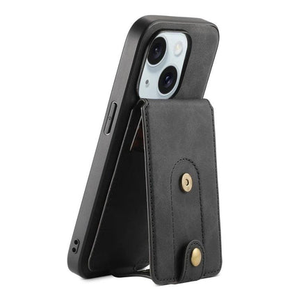 Denior Leather Phone Case With Card Holder For Everyday Use - black PU leather phone case with detachable magnetic card holder and TPU bumper