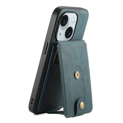 Denior Leather Phone Case With Card Holder For Everyday Use in teal PU leather with detachable magnetic card holder and TPU bumper