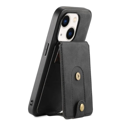 Denior Leather Phone Case With Card Holder For Everyday Use - black PU leather case with detachable magnetic card holder and TPU bumper