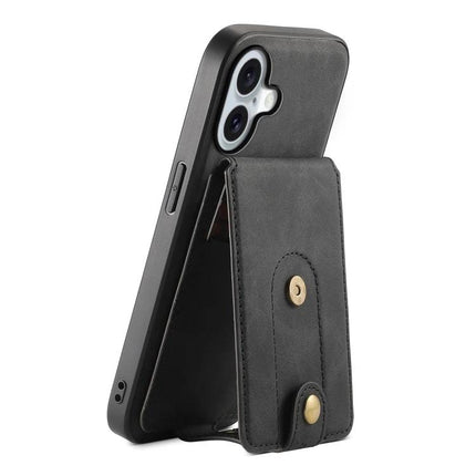 Denior Leather Phone Case With Card Holder For Everyday Card Carrying And Easy Access - black PU leather case with detachable magnetic card holder and kickstand