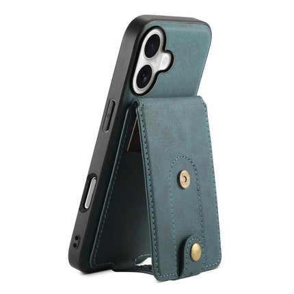 Denior Leather Phone Case With Card Holder For Everyday Card Carrying And Easy Access in teal PU leather with detachable magnetic card holder and kickstand